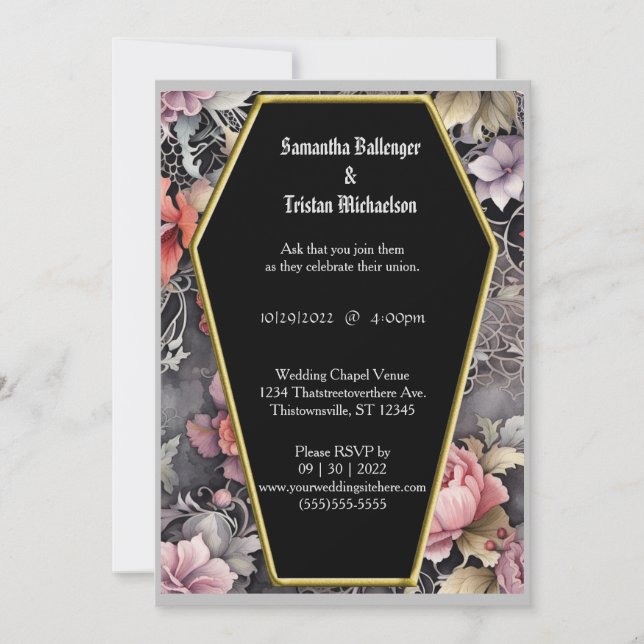 Invitation Aquarelle Florale Forme de café Mariage gothique m (Devant)