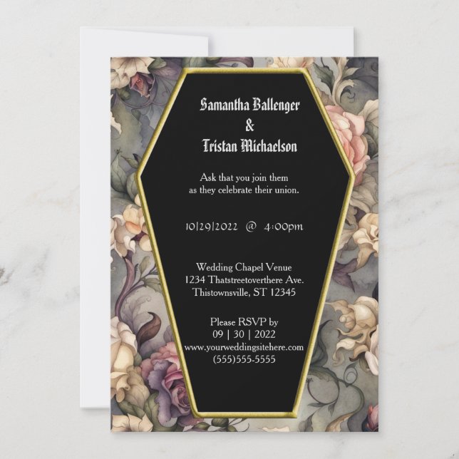 Invitation Aquarelle Florale Forme de café Mariage gothique m (Devant)