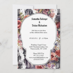 Invitation Aquarelle Florale Forme du crâne Moderne Goth Mari