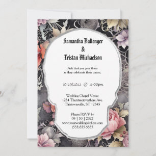Invitation Aquarelle Florale Forme du crâne Moderne Goth Mari