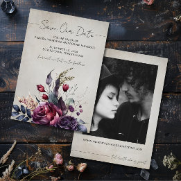 Invitation Aquarelle florale gothique Photo Enregistrer la da