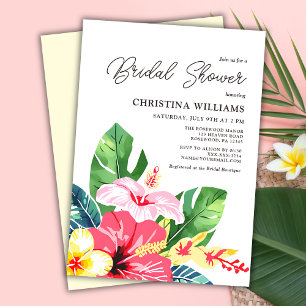 Invitation Aquarelle Florale Hibiscus Fête des mariées tropic