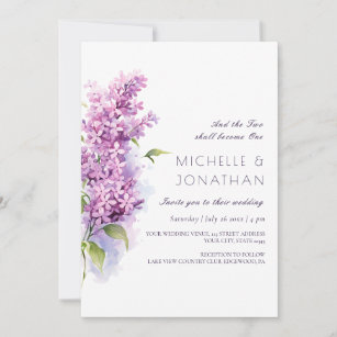 Invitation Aquarelle florale Lilac Bible chrétienne Mariage