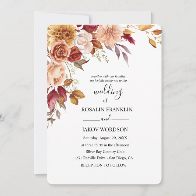 Invitation aquarelle florale mariage  (Devant)