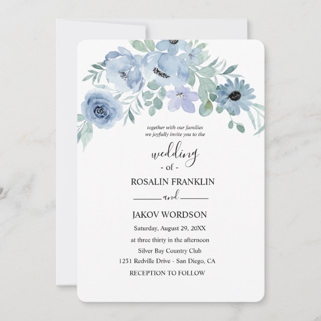 Invitation aquarelle florale mariage  (Devant)
