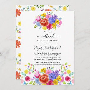 Invitation Aquarelle Florale mexicaine Fiesta Mariage virtuel