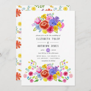 Invitation Aquarelle Florale mexicaine Mariage Fiesta