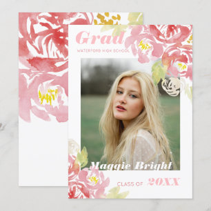Invitation Aquarelle florale moderne - Brousset gris Faire-pa