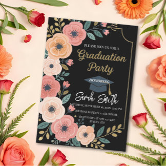 Invitation Aquarelle florale parties scintillant or graduatio