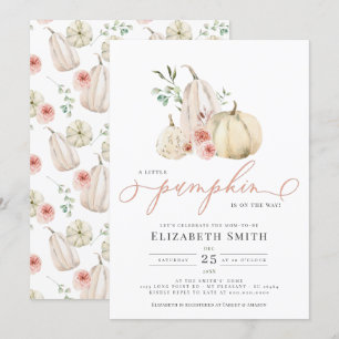 Invitation Aquarelle florale Pastel Blush Citrouille