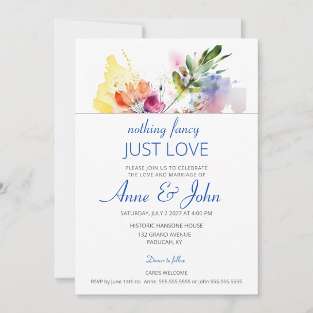 Invitation Aquarelle florale pastel doux  (Devant)