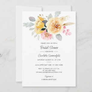 Invitation Aquarelle florale Pastel Fête des mariées minimali