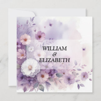 Invitation Aquarelle florale pastel rose et violet couleurs