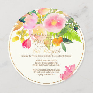 Invitation Aquarelle florale PixDezines/Peonies/Bat mitzvah