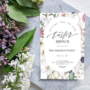 Invitation Aquarelle florale printemps Pâques Brunch Invitati