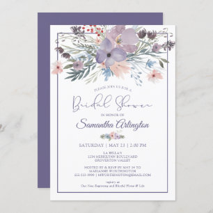 Invitation Aquarelle Florale Purple Fête des mariées Lilac