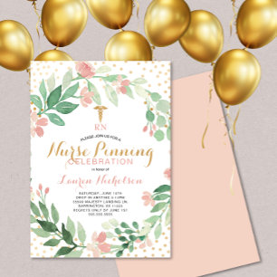 Invitation Aquarelle florale RN Pinning graduation