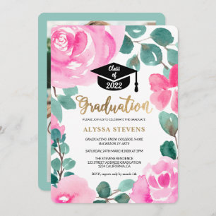 Invitation Aquarelle florale rose