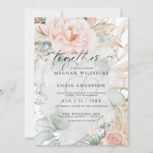 Invitation Aquarelle florale Rose de corail rustique