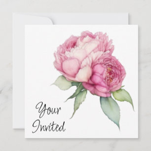 Invitation Aquarelle florale rose pis rose roses roses