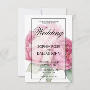 Invitation Aquarelle florale rose pis rose roses roses