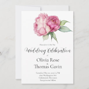 Invitation Aquarelle florale rose pis rose roses roses