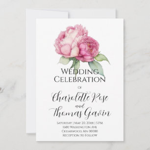 Invitation Aquarelle florale rose pis rose roses roses