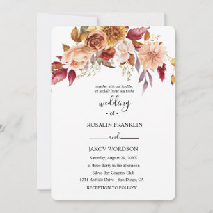 Invitation aquarelle florale rustique de mariage