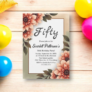 Invitation Aquarelle Florale Rustique Romantique 50e annivers