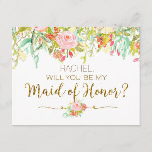 Invitation Aquarelle florale seras-tu la demoiselle d'honneur