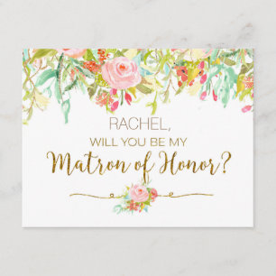 Invitation Aquarelle florale Serez-Vous Mon Chef D'Honneur