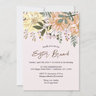 Invitation Aquarelle florale simple chasse aux oeufs de brunc