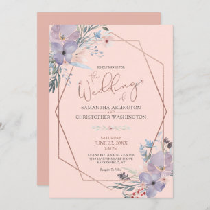 Invitation Aquarelle Florale Terra Cotta Rose Mariage or
