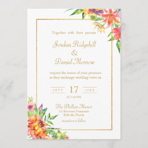 Invitation Aquarelle florale tropicale Chic Mariage d'été