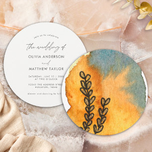 Invitation Aquarelle florale unique Mariage orange