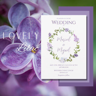 Invitation Aquarelle florale violette Lilac Mariage moderne