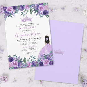 Invitation Aquarelle Florale Violette Quinceanera