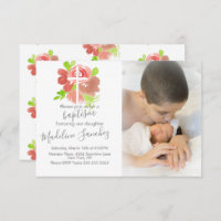 Aquarelle Florales rose Baptême Baptême Dédication