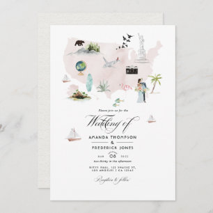 Invitation Aquarelle Floride USA Destination Mariage Photo