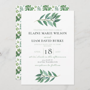 Invitation Aquarelle Foliage Mariage de verdure