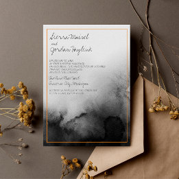Invitation Aquarelle foncée Noir Halloween Mariage orange