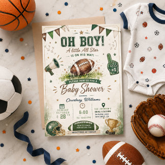 Invitation aquarelle football baby shower