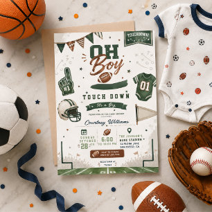 Invitation aquarelle football baby shower