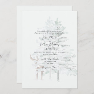 Invitation Aquarelle forestière moderne Arbres et Mariage de
