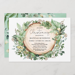 Invitation Aquarelle Forêt Botanique Verdure Christening