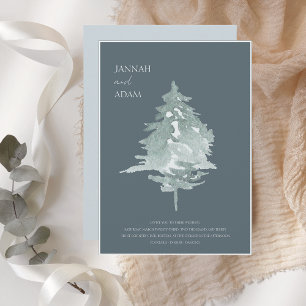 Invitation Aquarelle Forêt Pin vert Mariage