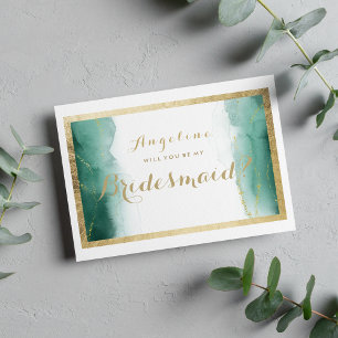 Invitation Aquarelle forêt vert or blanc Bridesmaid