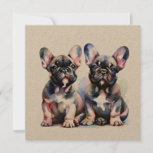 Invitation Aquarelle French Bulldog mignon chiots