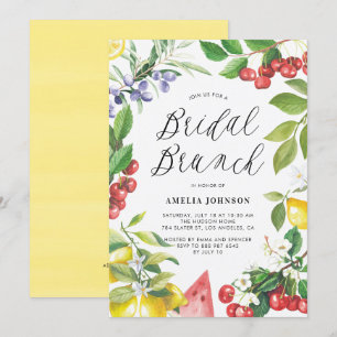 Invitation Aquarelle Fruits d'été Brunch nuptial floral