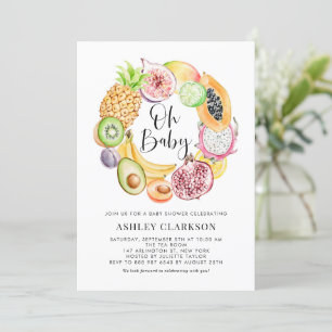 Invitation Aquarelle Fruits tropicaux Baby shower d'été